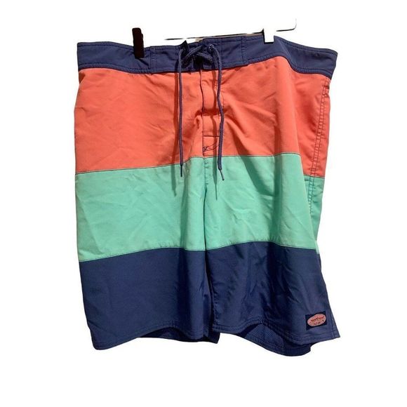 Vineyard Vines Other - VINEYARD VINES Mens 38 Board Shorts Colorblock Ocean Blue Mint Green Salmon Pink